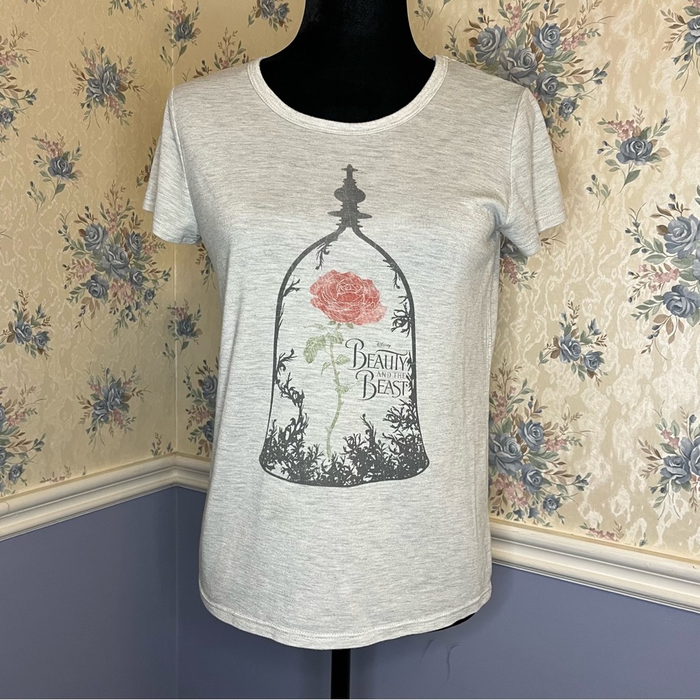 Disney Beauty & The Beast Rose Under Glass Short Sleeve Shirt, Size S